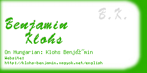 benjamin klohs business card